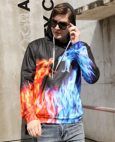 Men Women 3D Graphic Pullover Hoody Cool 3D Dragon Printed Sweatshirts Trendy Long Sleeves Hoodie Clothing With Big Pockets M #TOP27