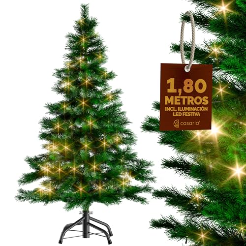 CASARIA® Árbol de Navidad Artificial 180cm Árboles Pino Navidad 533 Puntas Cadena de Luces Soporte Reutilizable