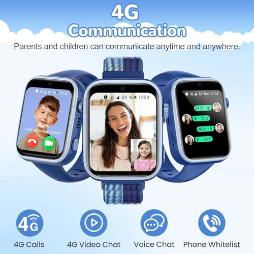 AKUMAKA 4G Children's Smart Watch, IP68 Waterproof Smartwatch