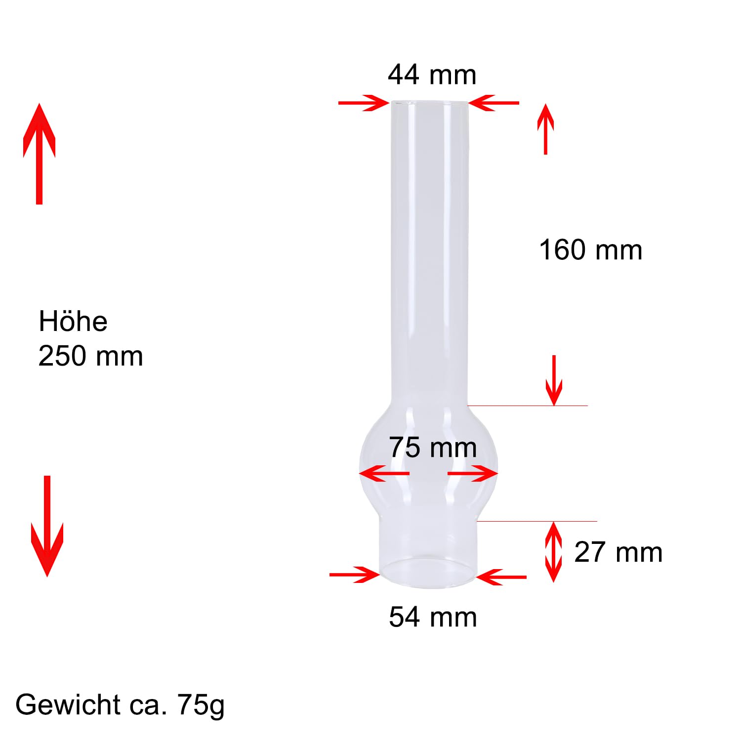 H4L Verre cylindrique transparent - Diamètre : 54 mm - Hauteur : 250 mm