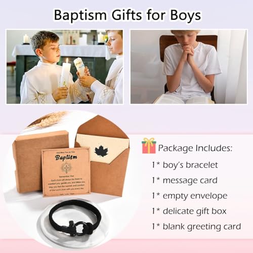 Leyung Baptism Gifts For Boys Catholic, Baptism Favors Decorations Baptive Bracelet For Boys Men thumb #6
