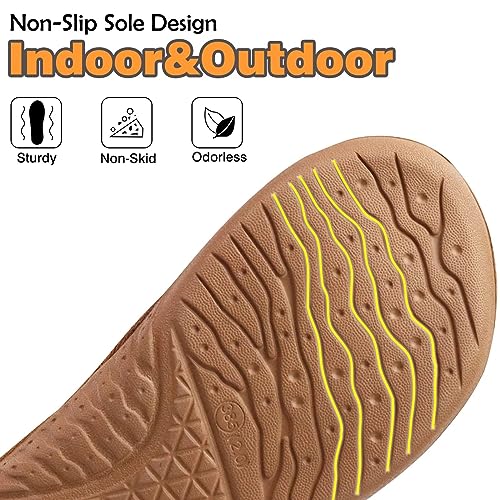 KuaiLu Womens Clog Slippers with Comfy Arch Support Orthotic Plantar Fasciitis Memory Foam Ladies Slippers for Women Winter Warm Fluff Faux Fur Slip on Felt Houes Shoes Hard Rubber Sole Khaki size 114