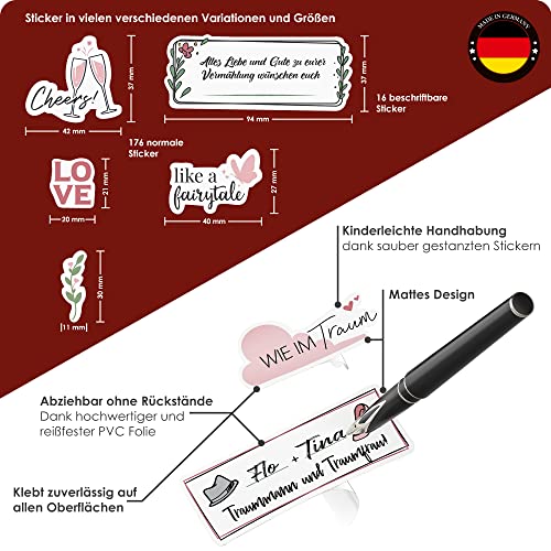 WEIDEBACH® Adorable Stickers Wedding in German Language, 192 Stickers Love - Image 3