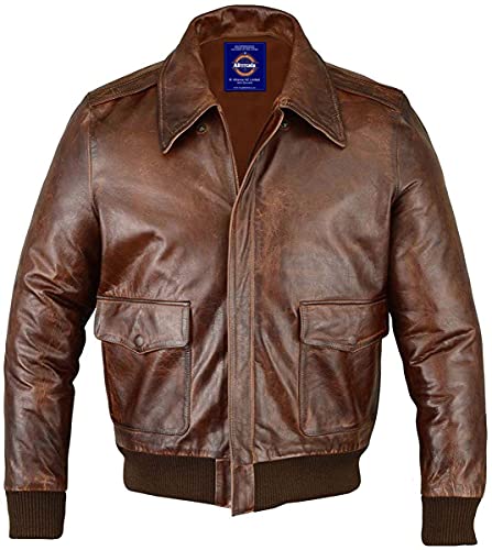 New Men’s Fashion Air Force A-2 Flight Bomber Genuine Goat Hide One Skin Leather Jacket For Men - AS/NZ-7219010232