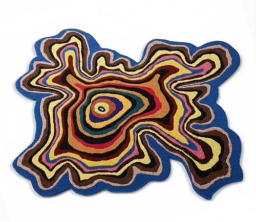 Image of Hand Made Tufted Carpet Premium Wool Abstract Irregular Design Non Slip Area Rug for Living Room Weight- |13 Pound|Size-4x6 Feet (48x72 Inch)