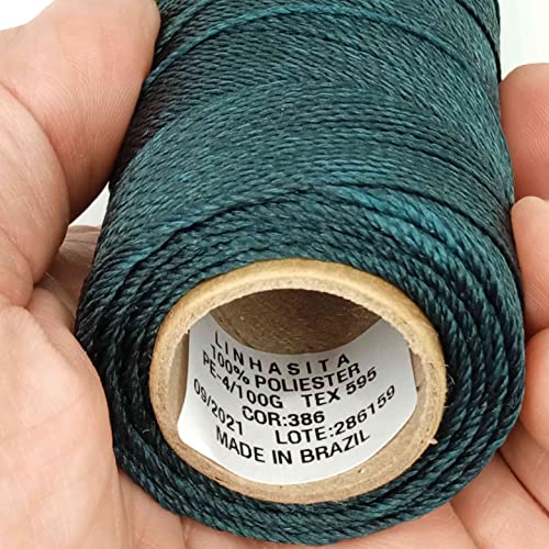 Linhasita Waxed Thread 100 g / 170 m Polyester 1 mm Thick Macrame, 30 Colours Green Bottle, Bottle Green, 170 metros / 100 gr - Image 4