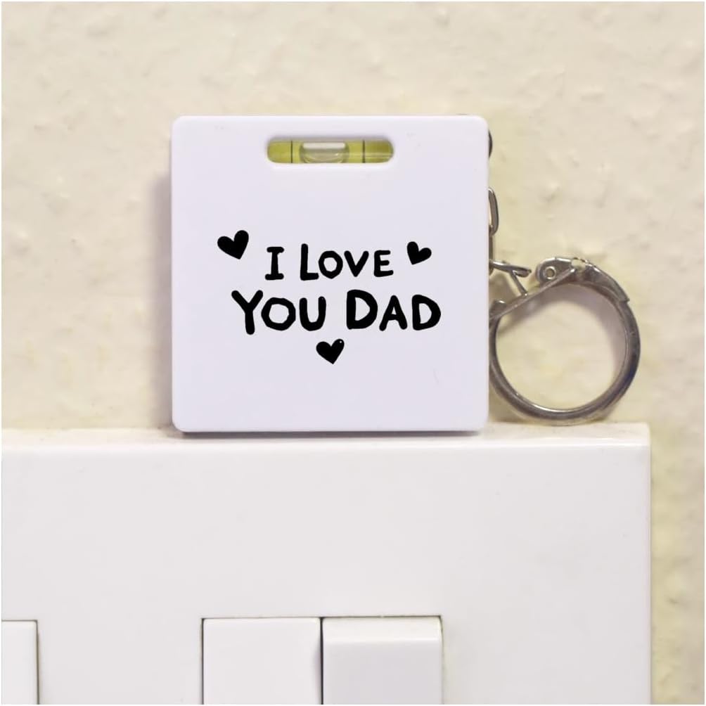 Azeeda 'I Love You Dad with Hearts' Keyring Tape Measure/Spirit Level Tool (KM00041005)