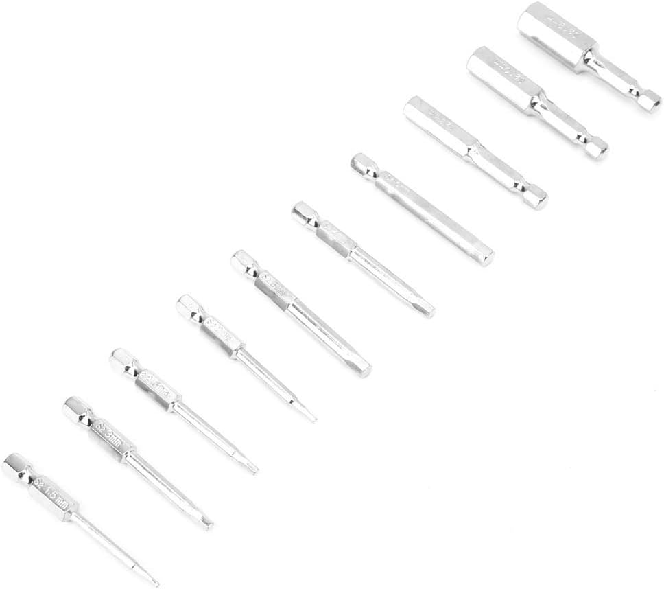 10PCs Magnetic Screwdriver Bit Set (1.5-12mm) - S2 Alloy Steel Phillips/Pozi/Pentagon Head Bits with Anti-Slip Grooves, Universal Fit for DeWalt/Makita/Bosch Electric Drills & Impact Drivers