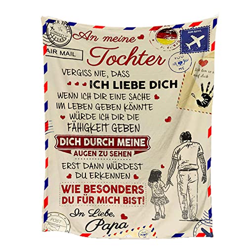 Personalisierte Flanell Briefdecke, An Meine Tochter Decke Von Papa, Super Weiche Decke, Luftpost Decke Positiv Ermutigen Sie Ihre Tochter zur Liebe Geeignet für Couch, Bett (Vater zu Tochter)