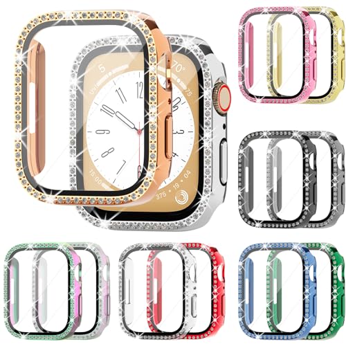 3-Pack Rc-Z Bling Case for Apple Watch 42mm Series 3 2 1 Screen Protector, Women Glitter Diamond Rhinestone Bumper Face Cover for iWatch Accessories 42 mm