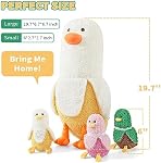 PEACH CAT Banana Duck Plush 1 Mommy 19.7" Banana Duck Stuffed Animal with 3 Cute Babies Inside, 4 Pieces Plushies Toy Set Gifts for Girls and Boys