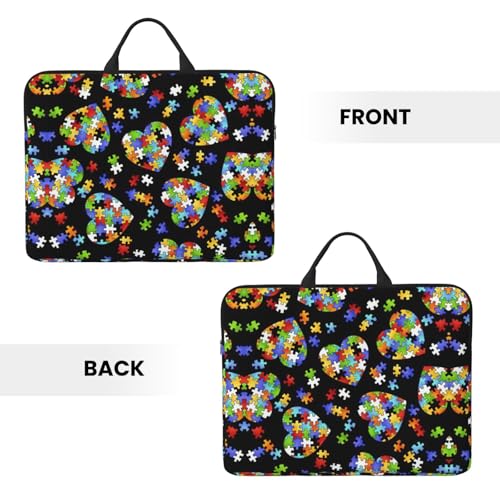 Autism Awareness Puzzle Pieces Heart print Durable Travel Laptop Bag HandBag Shockproof Carrying Bag Briefcase for 14inch Laptop Notebook3