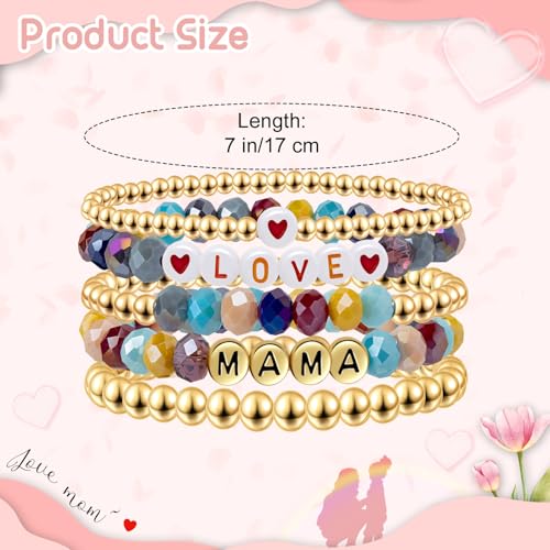 Artlunar Love Mama Beaded Bracelet Set - Inspirational Jewelry Gift for Moms, Birthdays2