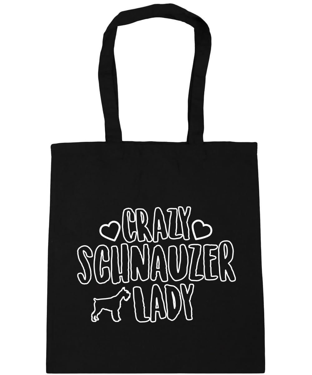 Hippowarehouse Crazy schnauzer lady dog Tote Shopping Gym Beach Bag 42cm x38cm, 10 litres