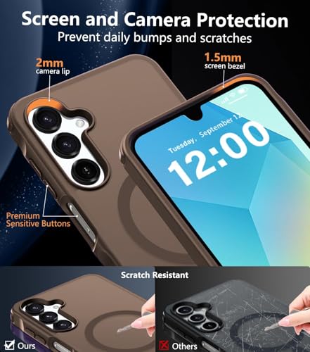 Image of Elzzi Magnetic Magsafe Designed for Samsung A16 5G Case Translucent Matte Hard PC + TPU Back Cover [Compatible with MagSafe] Phone Case (Desert Titanium)