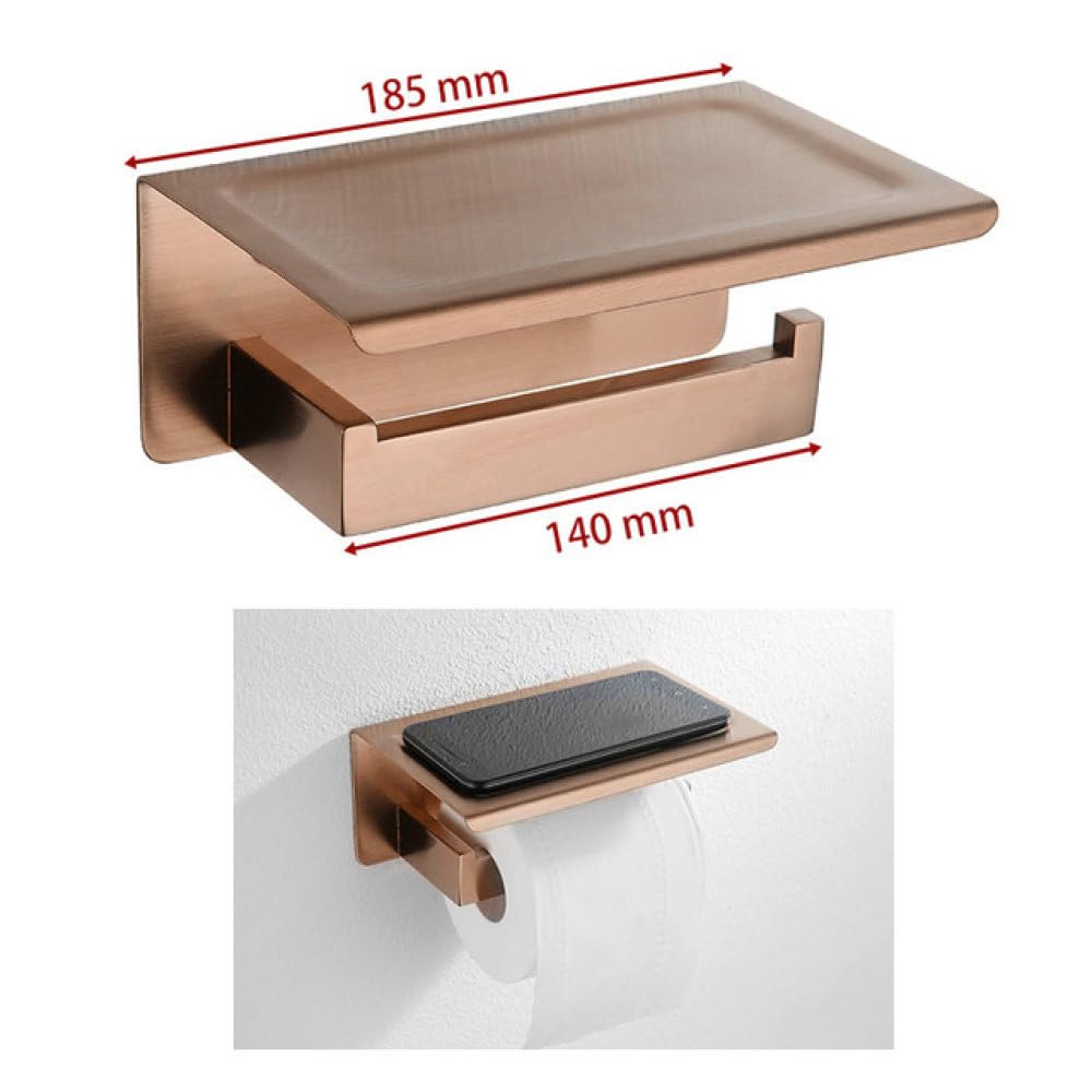 Juego de accesorios de baño de oro rosa cepillado con diseño cuadrado, soporte para papel higiénico, toallero, gancho para albornoz y artículos esenciales de decoración más elegantes y modernos
