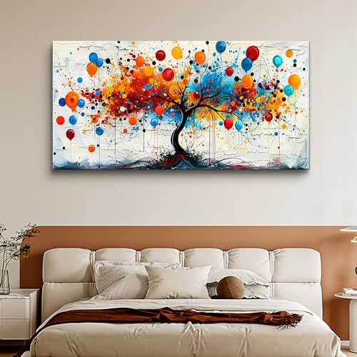 KELIYUAN Canvas Wall Art For Living Room Bedroom Wall Decor Home OfficeAbstract Tree Colorful Balloons Painting Bath Room Hallway Prints Artwork Picture Home Decoration Ready to hang 20x40 In