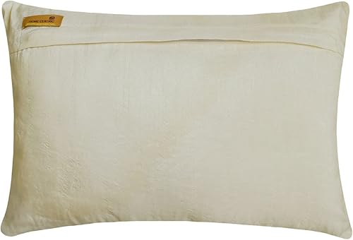 Miniatura 10 de The HomeCentric Funda de cojín lumbar marfil de 12 x 24 pulgadas (11.8 x 23.6 in), funda de almohada oblonga para sofá, terciopelo griego, apliques