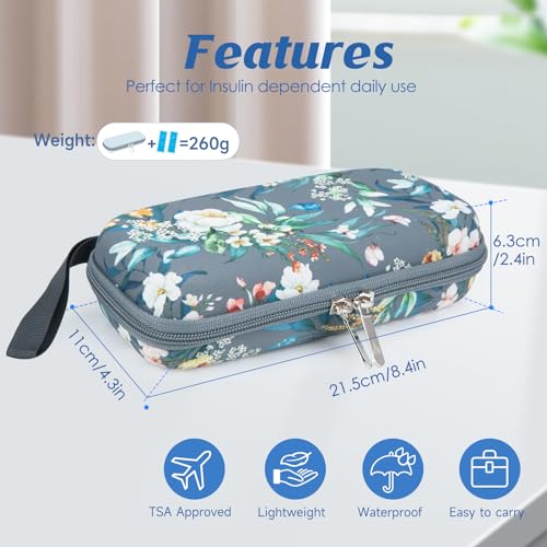 Image of YOUSHARES Insulin Cooler Travel Case - Diabetic Insulated Organizer Portable Cooling Bag for Medication Cooling Insulation, Insulin Pen Case with 2 TSA Approved Cooler Ice Pack
