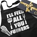 Funny Cooking Aprons for Men - Dad Gifts, Perfect Fathers Day, Birthday, Christmas Gifts for Men Dad Brother Boyfriend Husband, Unique Grilling Chef Apron for Men