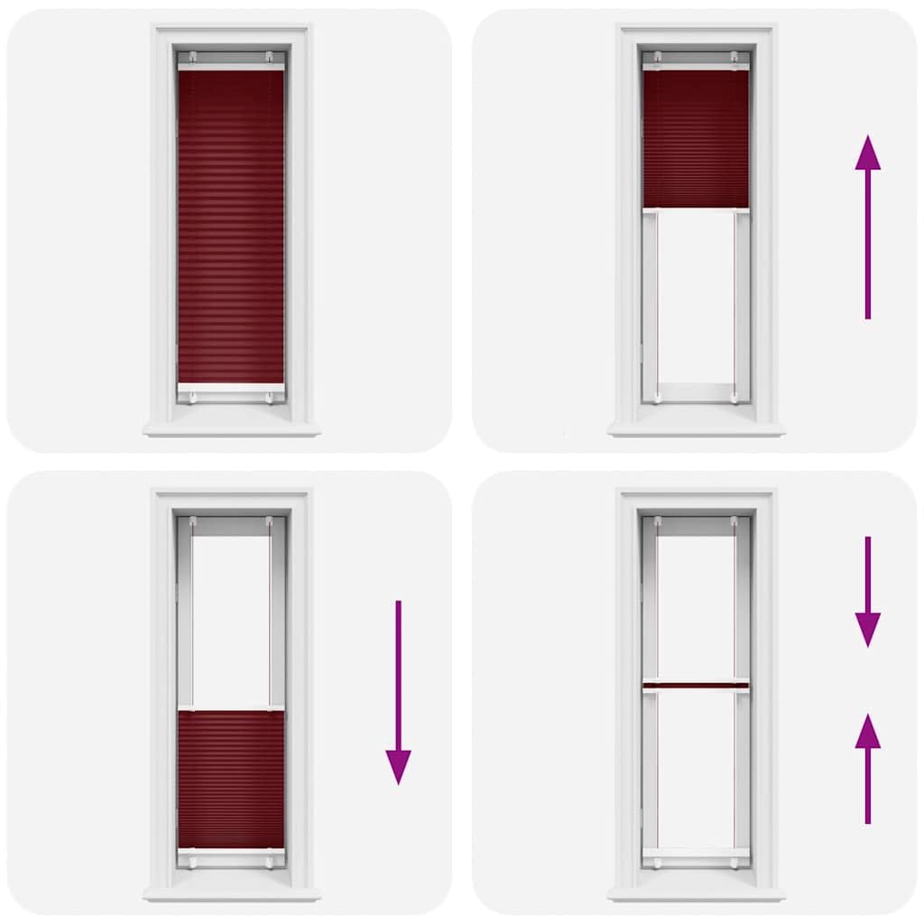 Plissee Bordeauxrot 50x150 cm aus Polyester, blickdichtes Sichtschutz Sonnenschutz Jalousie Rollo mit Klemmfix ohne Bohren, für Fenster und Büro, Blendschutz und Hitzeschutz
