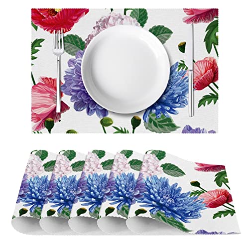 Sets de table aquarelle florale (lot de 4) - Protections de table lavables - 3