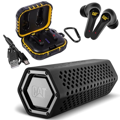 CAT Earbud and Speaker Bundle - Bluetooth Noise Cancelling...