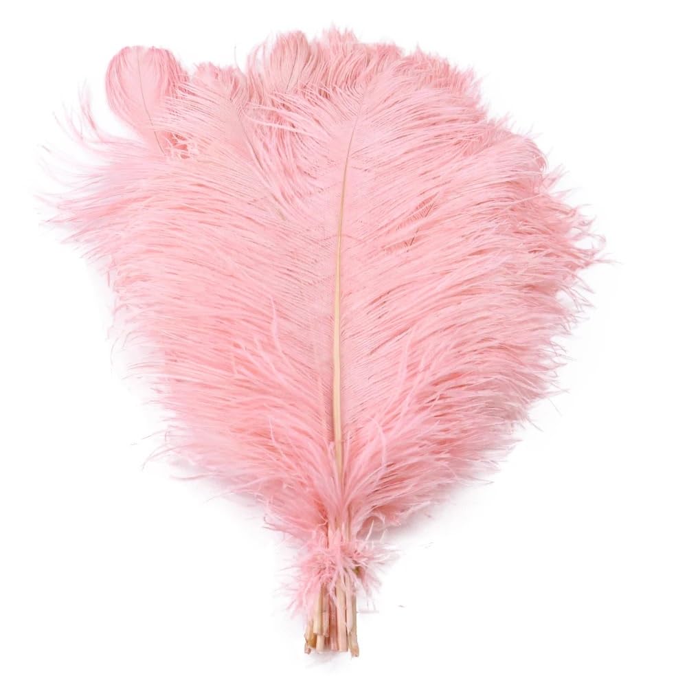 Piume di Struzzo 10 Pezzi di Piume Struzzo 15-55 cm Bianco Rosa Nero pennacchi for la Decorazione della Festa Nuziale Artigianato Fai da Te Materiale Lampada(Pink2,50-55cm)