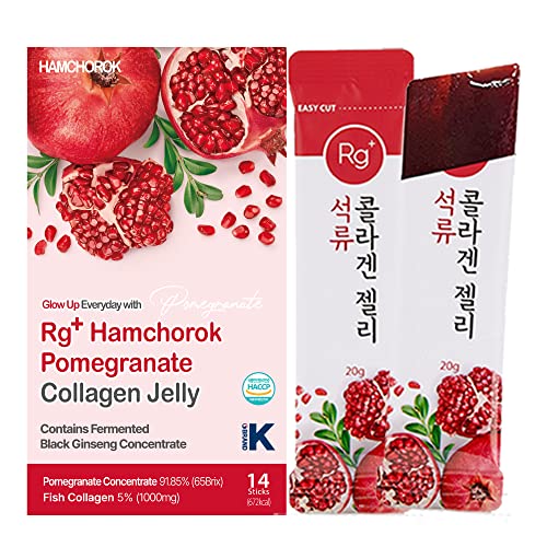 Hamchorok Rg+ Pomegranate Collagen Jelly(20Gx14Stick) / Anti-Ageing Korean-Beauty /360Da Marine Collagen +Vitamin C&E Ginseng Concentrate For Immune Support, Skin, Hair, Nail & Joint (14) #TOP1