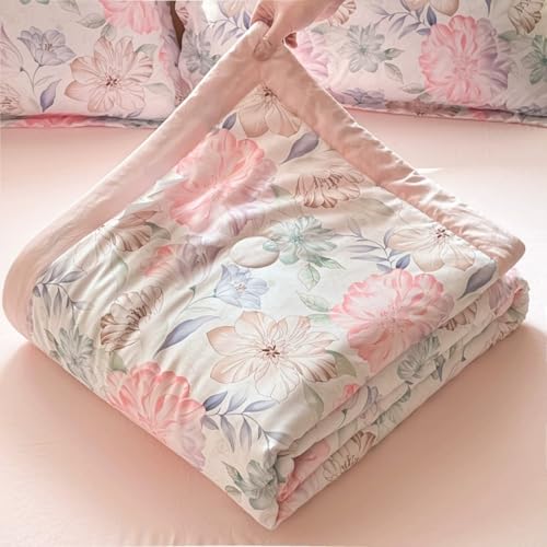Edredón Ligero De Verano - Diseño Floral Reversible Ropa De Cama De Microfibra Ultrasuave Edredón Acolchado Transpirable Para Todas Las Estaciones Lavable A Máquina Cubrecama, Color 5, 115x150 cm