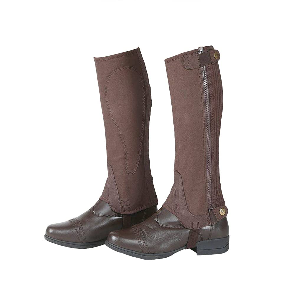 HY Shires Mezza Gamba In Pelle Per Adulti – Colore Marrone, Con Fibbie In Acciaio Inox E Regolazione Multipla