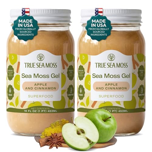 True Sea Moss – Sea Moss Gel – Apple/Cinnamon, Pack of 2 (Labels may Vary)