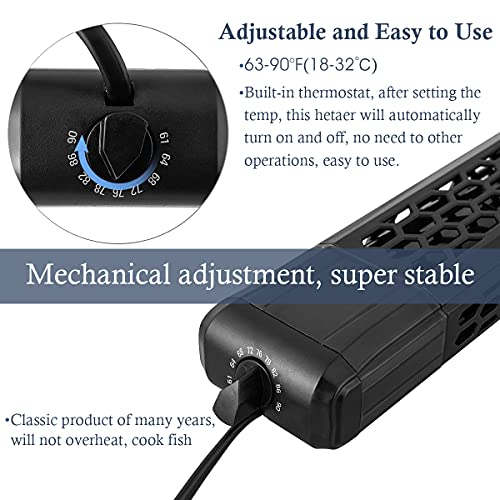 HITOP PTC Adjustable Aquarium Heater, Sturdy Fish Tank Heater with Protective Cover, 100W/200W/300W/400W Heater for… - Image 6