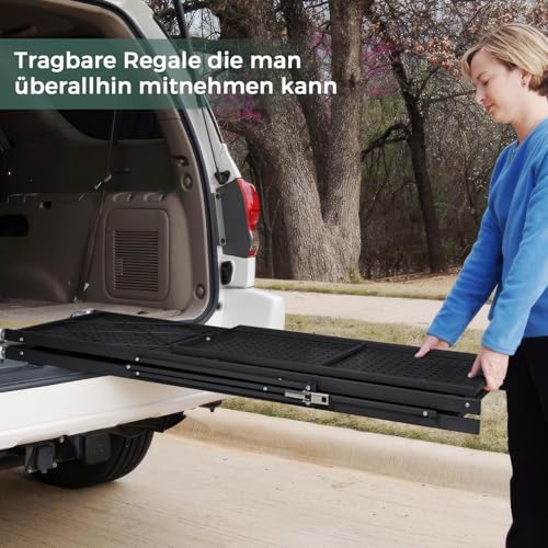 DEANIC Faltbare Aufbewahrungsregale, 4 Etagen, Metallregal zur Aufbewahrung, 61 x 116 x 28 cm, Eck-Küchenregale auf Rädern, Speisekammerregale, Bücherregal für Wohnzimmer, Schwarz