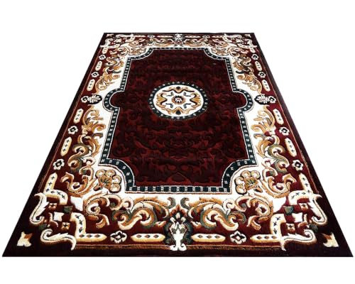 Image of SABIRA Carpet (Size-150x200 Cm / 60x78 in) Modern Floral Area Rug Large Carpet for Living Room, Bedroom & Dining Room, Washable, Non-Slip, (Borwn Color)