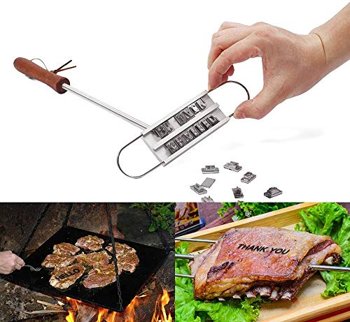 HWJX – Barbecue de ferro com letras trocáveis, citações criativas para churrasco, ferramenta de pren