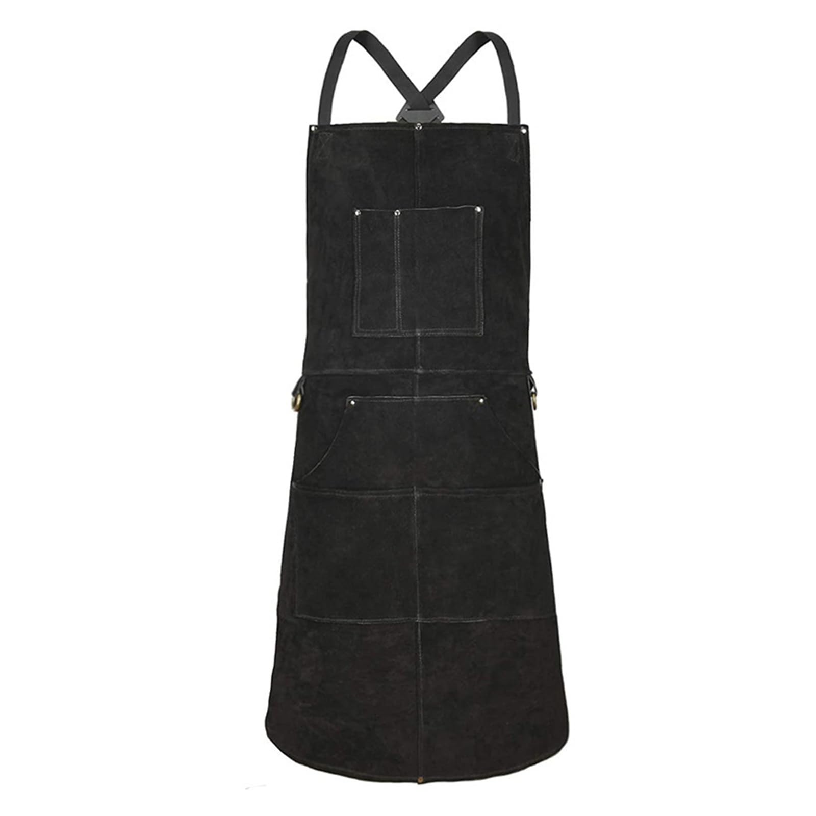 LNHHG Welding Clothes, Heavy-Duty Leather Full Coverage Apron with 6 Tool Pockets Heat and Flame Resistant Welding(Nero)