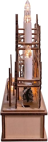 Miniatura 4 de Belén de madera iluminado con pilas de 11 pulgadas con velas