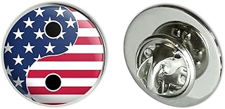 USA Patriotic Yin and Yang American Flag Metal 0.75