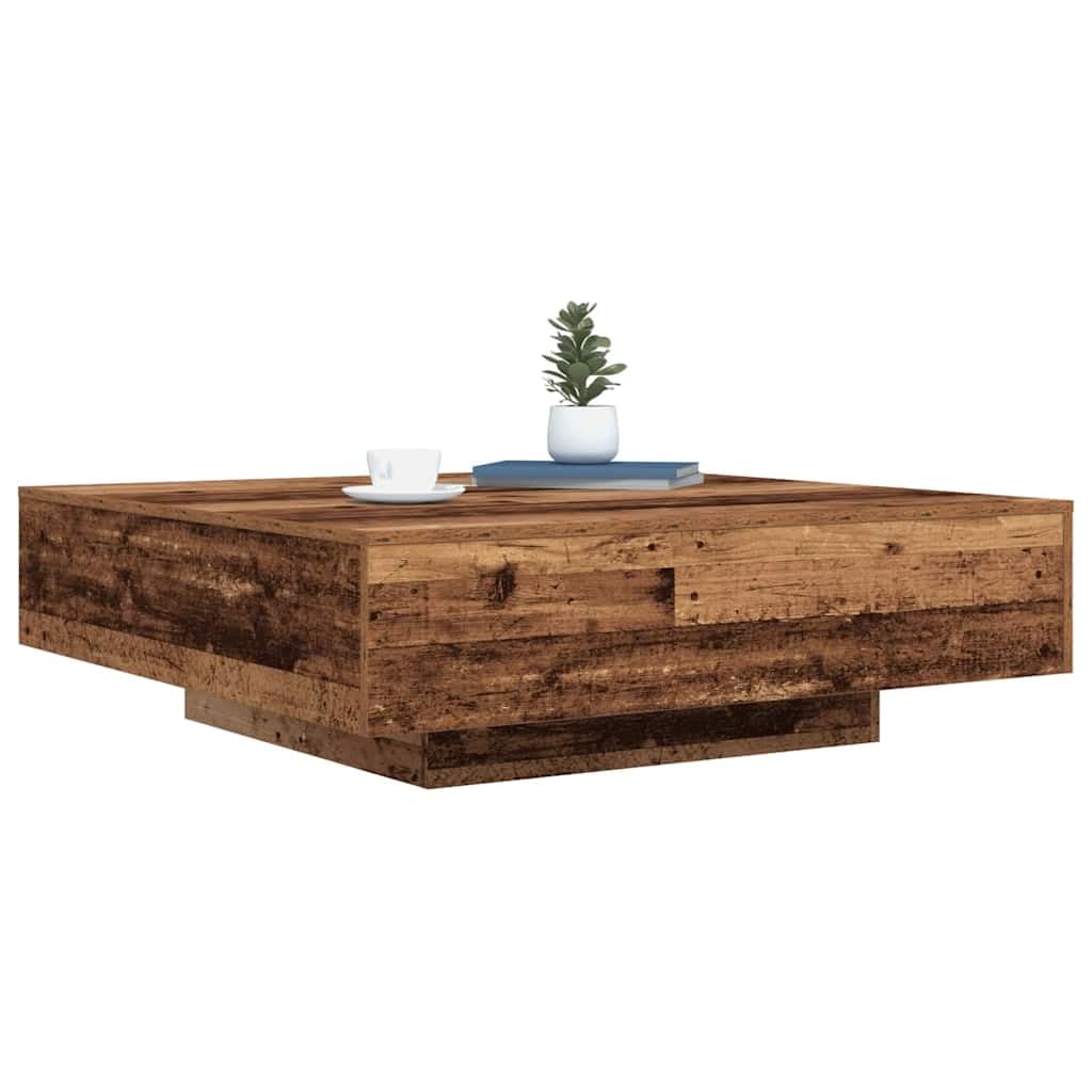 vidaXL Coffee Table Old Wood 100 x 100 x 31 cm Engineered Wood, Living Room, Modern Coffee Table, Multifunctional, Elegant Furniture, Stylish, LED With Lights