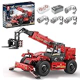  Reobrix Klemmbausteine 22020 Technik Teleskoplader Gabelstapler mit 4 Motor, 2260 Teile Großes Ferngesteuertes MOC LKW Modellauto-Bausatz, Baufahrzeug Spielzeug Geschenke für Erwachsene
