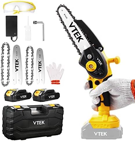 Mini Chainsaw Cordless 4 inch, 6 inch Battery Powered Chainsaw, Handheld Portable Electric Chain Saws for Wood Cutting,Tree Pruning,Trimming. (4-6 inch)