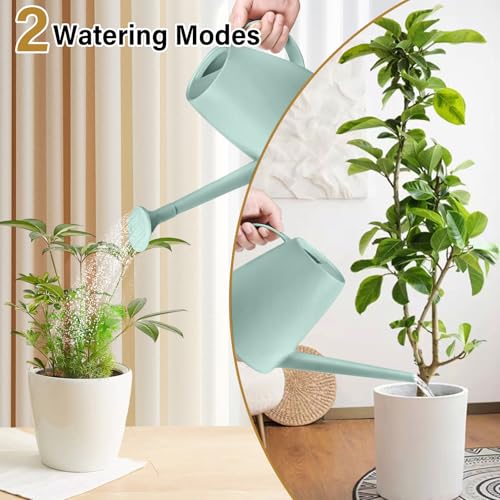 Image of Hand Plastic Watering Can - for Home Plant Garden - 1 /2 Gallon - Light Green
