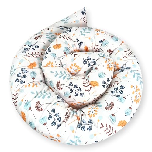 Bebeloo Bettschlange Bettkissen Seitenschläferkissen Nackenrolle Schlafkissen Kuschelschlange Stillkissen Zierkissen Zugluftstopper Body Pillow Baumwolle (210 cm, Feldblumen)