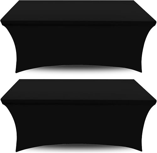 Miniatura 1 de White Classic Wealuxe - Mantel rectangular de 6 pies mantel elástico de elastano color negro paquete de 2