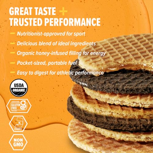 Image of Honey Stinger Organic & Gluten Free Energy Waffle Variety Pack of 18, 12 Salted Caramel and 6 Cookies & Cream Waffles, Nutritious Stroopwafel Snack for Exercise, Endurance and Performance