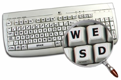 English Us Large Lettering (Upper Case) Non-Transparent Keyboard Labels Black, Grey, White Or Yellow Background For Desktop, Laptop And Notebook (White Background) #TOP4