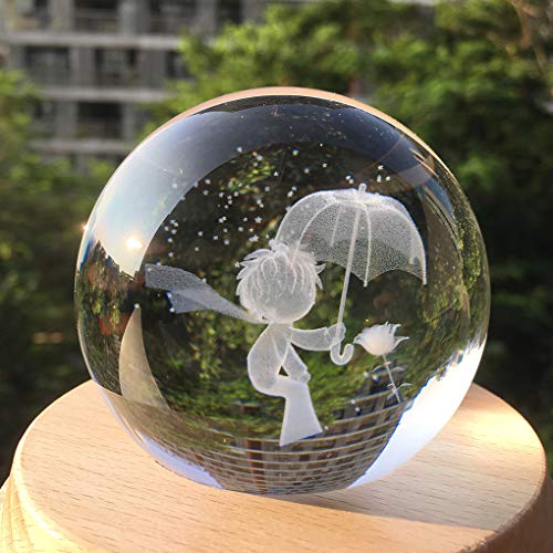 image for Amperer 3D Crystal Ball Music Box Little Prince Luminous Rotating Musi