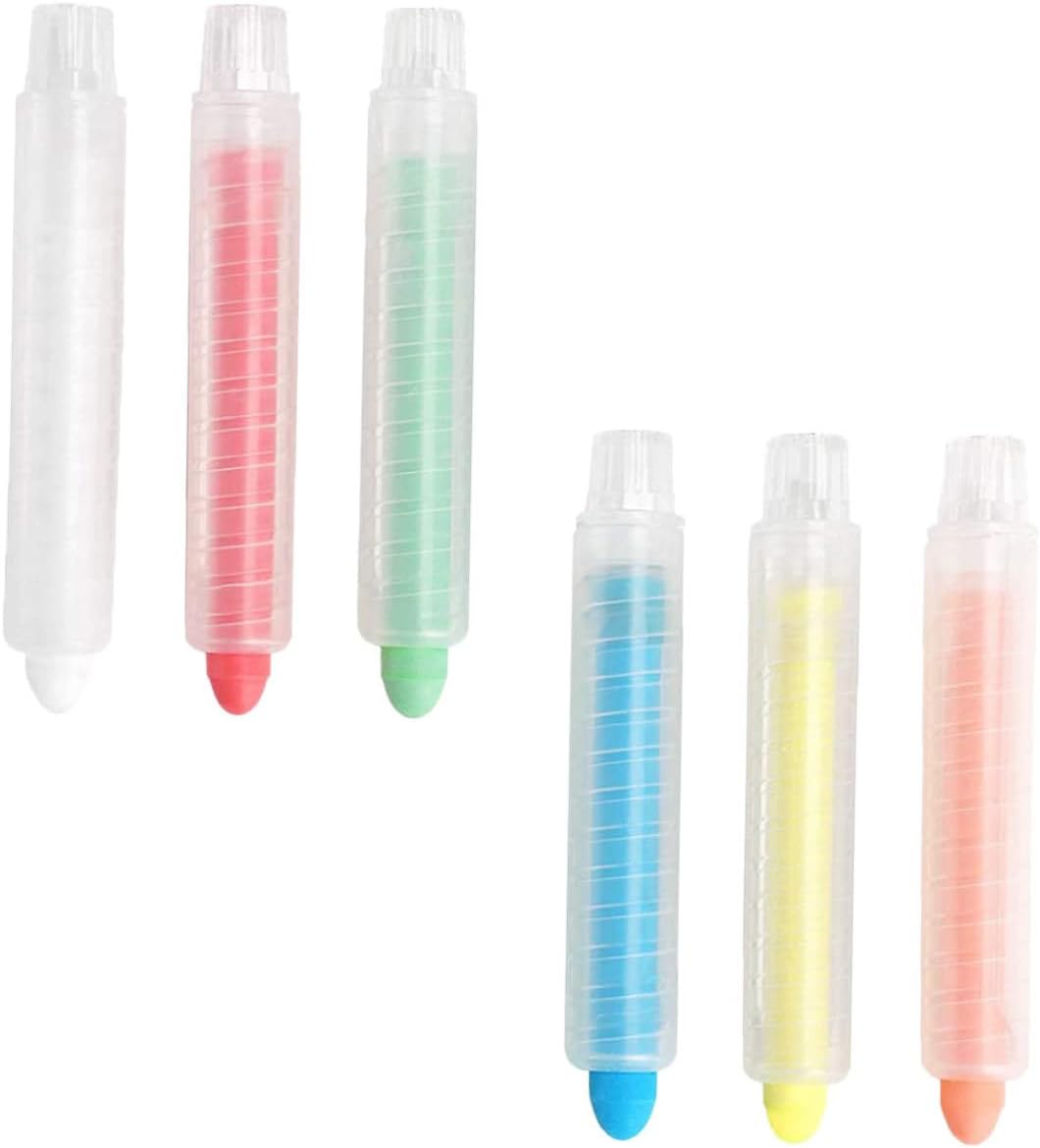HOMSFOU 6Pcs Dustless Graffiti Chalks Water Soluble for Teachers Pack for for Painting and Boards Random Color