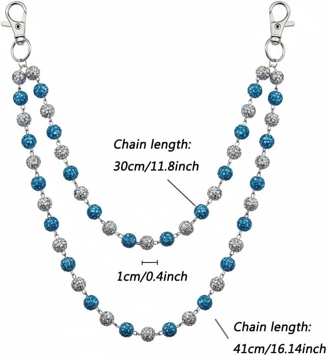 Colorful Beaded Wallet Chain，Ceramic Beads & Rhinestone Pants Jean Chain for Men Women，Boho Chic Fashion Accessory & Keychain - Image 3